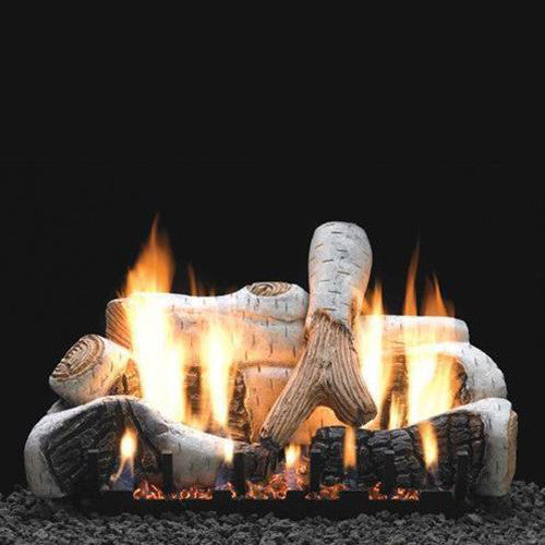 Empire Vent Free 18-inch Birch Gas Log Set With Slope Glaze Burner and Electronic Variable Remote