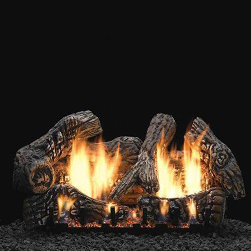 Empire Vent Free 24-inch Super Charred Oak Gas Log Set With Slope Glaze Burner and Electronic Variable Remote