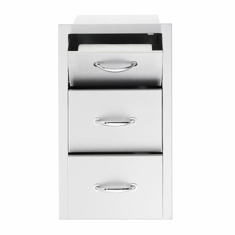 17" North American Stainless Steel Vertical 2-Drawer & Paper Towel Holder Combo w/ Masonry Frame Return (SSTDC-17M)