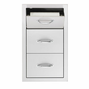 17" North American Stainless Steel Vertical 2-Drawer & Paper Towel Holder Combo w/ Masonry Frame Return (SSTDC-17M)