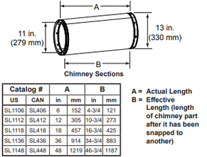 Majestic SL1106 6 Inch Chimney Section - 11 Inch Diameter