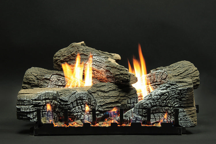 Empire Vent Free 24-inch Stacked Wildwood Refractory Log Set with Slope Glaze Burner System