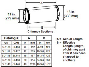 Majestic SL418 18 Inch Chimney Section - 11 Inch Diameter