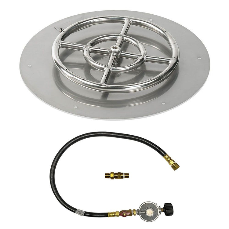 American Fireglass Round Flat Pan with Match Lite Kit - Propane