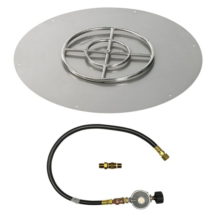 American Fireglass Round Flat Pan with Match Lite Kit - Propane