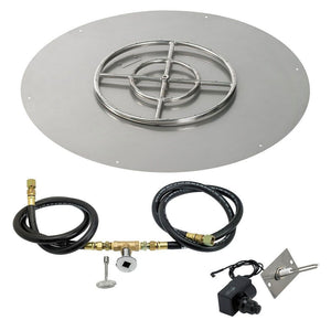 American Fireglass Round Flat Pan with Spark Ignition Kit - Natural Gas