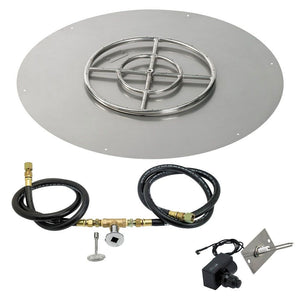 American Fireglass Round Flat Pan with Spark Ignition Kit - Natural Gas