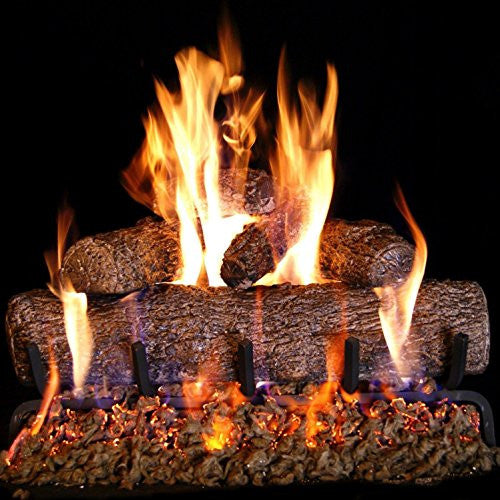 Real Fyre 18-inch Live Oak Log Set with Vented Burner Auto-Safety Pilot Control Valve and Gas Connection Kit (Propane Gas Only)