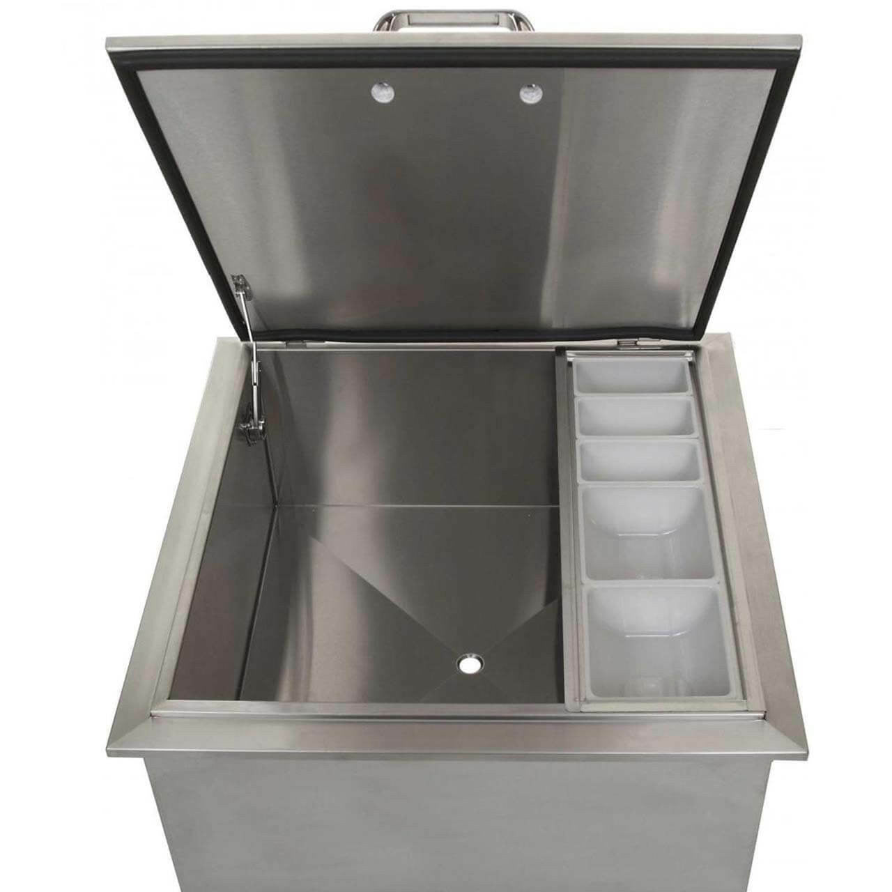 DIY BBQ 18x18 Inch Drop In Ice Bin **Lifetime Warranty**-open