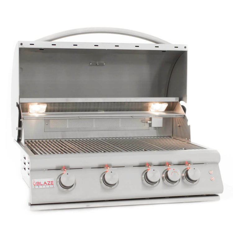 Blaze 32 Inch Lighted 4-Burner Gas Grill With Rear Burner