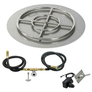 American Fireglass Round Flat Pan with Spark Ignition Kit - Natural Gas