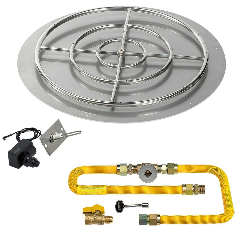 American Fireglass Round High Capacity Flat Pan with Spark Ignition Kit - Natural Gas