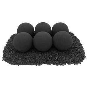 American Fireglass Matte Black Lite Stone Ball Set - 4-inch