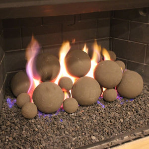 American Fireglass  Matte Black Lite Stone Ball Set - 4-inch