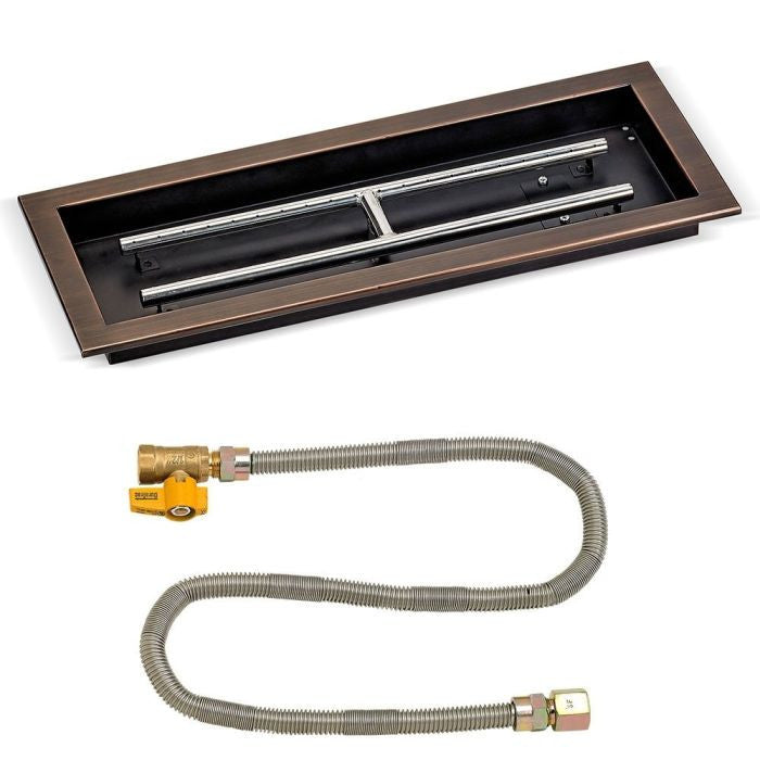 American Fireglass Oil Rubbed Bronze Rectangular Drop-In Pan w/ Match Lite Kit - Natural Gas