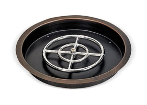 American Fireglass Oil Rubbed Bronze Round Drop-In Pan w/Spark Ignition Kit - Natural Gas