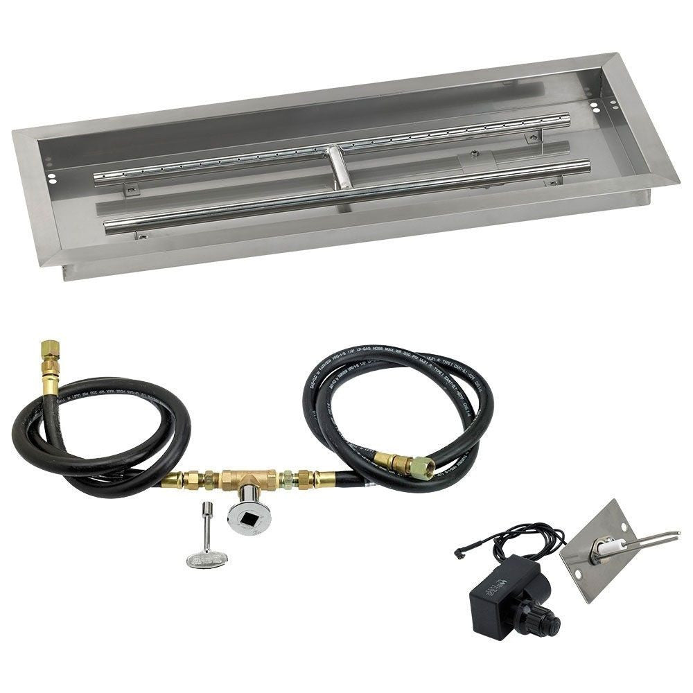 American Fireglass Rectangular Drop-In Pan w/Spark Ignition Kit - Natural Gas